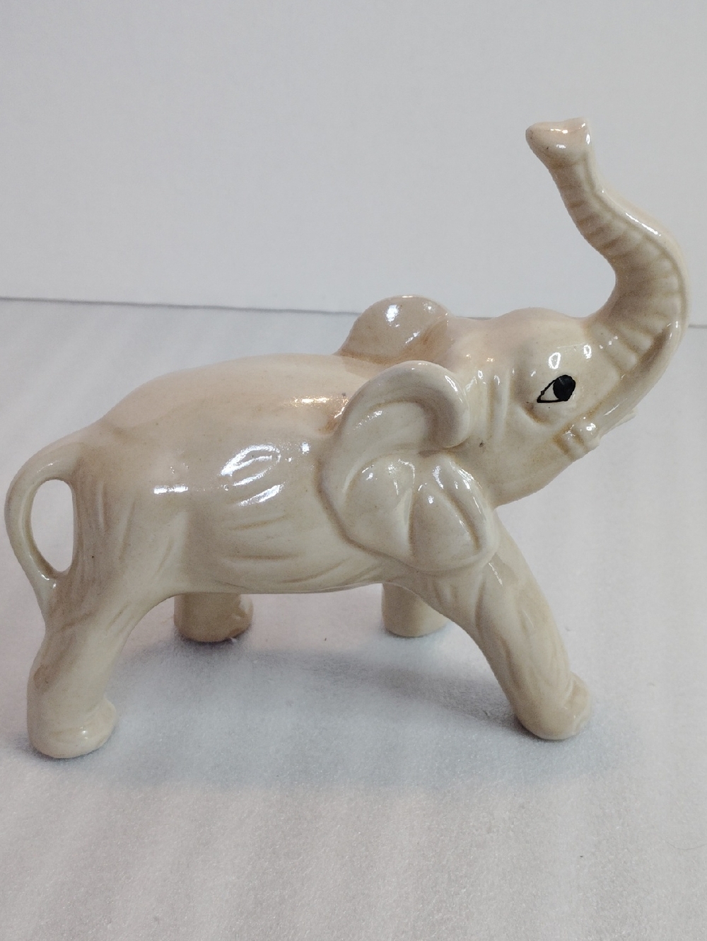 Ceramic Elephant Figurine - Cream Home Art Decor Brazil